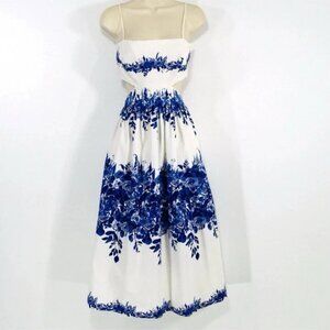 NEW Antonio Melani Cut Out Top Midi Dress Sz S Blue Porcelain Fairy Whimsy